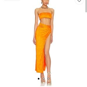 Revolve Superdown Karolyna maxi skirt set orange size small